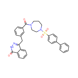 O=C(c1cccc(Cc2n[nH]c(=O)c3ccccc23)c1)N1CCCN(S(=O)(=O)c2ccc(-c3ccccc3)cc2)CC1 ZINC000028568803