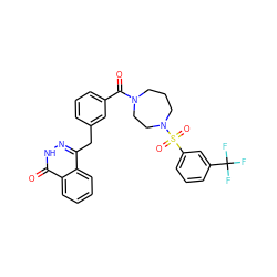 O=C(c1cccc(Cc2n[nH]c(=O)c3ccccc23)c1)N1CCCN(S(=O)(=O)c2cccc(C(F)(F)F)c2)CC1 ZINC000028568673