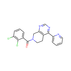 O=C(c1cccc(Cl)c1Cl)N1CCc2c(ncnc2-c2ccccn2)C1 ZINC000219401222