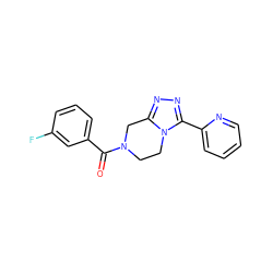 O=C(c1cccc(F)c1)N1CCn2c(nnc2-c2ccccn2)C1 ZINC000299866950