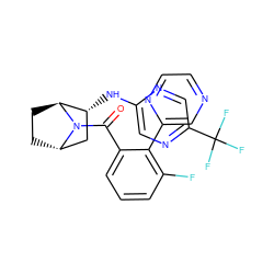 O=C(c1cccc(F)c1-c1cnccn1)N1[C@H]2CC[C@H]1[C@H](Nc1cnc(C(F)(F)F)cn1)C2 ZINC000221062255