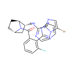 O=C(c1cccc(F)c1-c1ncccn1)N1[C@H]2CC[C@H]1[C@H](Nc1nccn3c(Br)cnc13)C2 ZINC000221043661