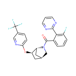 O=C(c1cccc(F)c1-c1ncccn1)N1C[C@H]2C[C@@H](Oc3ccc(C(F)(F)F)cn3)[C@H]1C2 ZINC000218524404