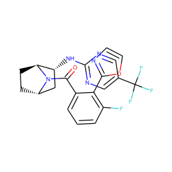 O=C(c1cccc(F)c1-c1ncco1)N1[C@H]2CC[C@H]1[C@H](Nc1ncc(C(F)(F)F)cn1)C2 ZINC000221038977