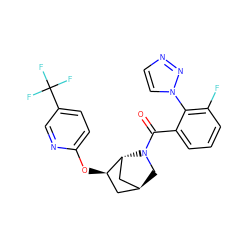 O=C(c1cccc(F)c1-n1ccnn1)N1C[C@H]2C[C@@H](Oc3ccc(C(F)(F)F)cn3)[C@H]1C2 ZINC000218363047