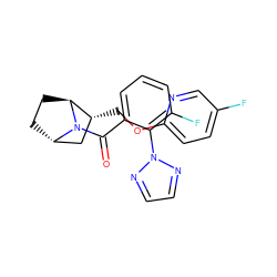 O=C(c1cccc(F)c1-n1nccn1)N1[C@H]2CC[C@H]1[C@H](COc1ccc(F)cn1)C2 ZINC000226048447