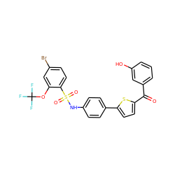 O=C(c1cccc(O)c1)c1ccc(-c2ccc(NS(=O)(=O)c3ccc(Br)cc3OC(F)(F)F)cc2)s1 ZINC000473169927