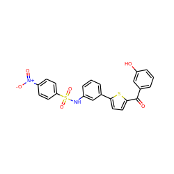 O=C(c1cccc(O)c1)c1ccc(-c2cccc(NS(=O)(=O)c3ccc([N+](=O)[O-])cc3)c2)s1 ZINC000473153109