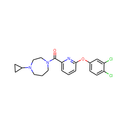 O=C(c1cccc(Oc2ccc(Cl)c(Cl)c2)n1)N1CCCN(C2CC2)CC1 ZINC000053247040