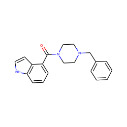 O=C(c1cccc2[nH]ccc12)N1CCN(Cc2ccccc2)CC1 ZINC000012365474