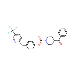 O=C(c1ccccc1)C1CCN(C(=O)Oc2ccc(Oc3ccc(C(F)(F)F)cn3)cc2)CC1 ZINC000028826708