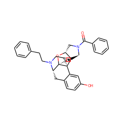 O=C(c1ccccc1)N1C[C@H]2O[C@@]34CC[C@@H]1[C@H]2[C@]31CCN(CCc2ccccc2)[C@H]4Cc2ccc(O)cc21 ZINC001772647485