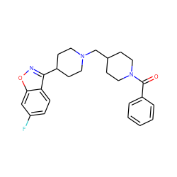 O=C(c1ccccc1)N1CCC(CN2CCC(c3noc4cc(F)ccc34)CC2)CC1 ZINC000653803684