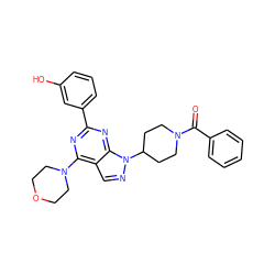 O=C(c1ccccc1)N1CCC(n2ncc3c(N4CCOCC4)nc(-c4cccc(O)c4)nc32)CC1 ZINC000045299975