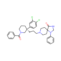 O=C(c1ccccc1)N1CCC[C@@](CCCN2CCC3(CC2)C(=O)NCN3c2ccccc2)(c2ccc(Cl)c(Cl)c2)C1 ZINC000042851823