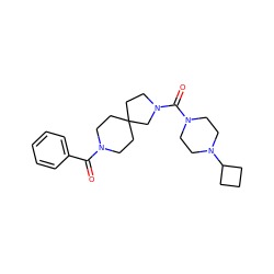 O=C(c1ccccc1)N1CCC2(CC1)CCN(C(=O)N1CCN(C3CCC3)CC1)C2 ZINC000103243100