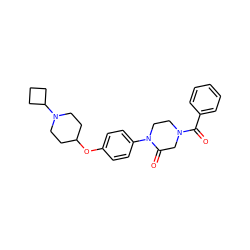 O=C(c1ccccc1)N1CCN(c2ccc(OC3CCN(C4CCC4)CC3)cc2)C(=O)C1 ZINC000028870352