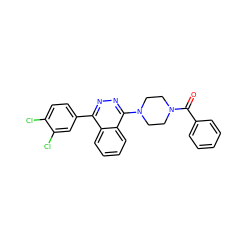 O=C(c1ccccc1)N1CCN(c2nnc(-c3ccc(Cl)c(Cl)c3)c3ccccc23)CC1 ZINC000049035952