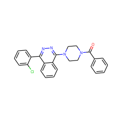 O=C(c1ccccc1)N1CCN(c2nnc(-c3ccccc3Cl)c3ccccc23)CC1 ZINC000049089307