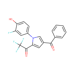 O=C(c1ccccc1)c1cc(C(=O)C(F)(F)F)n(-c2ccc(O)c(F)c2)c1 ZINC000169311964