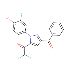 O=C(c1ccccc1)c1cc(C(=O)C(F)F)n(-c2ccc(O)c(F)c2)c1 ZINC000169311965