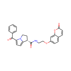 O=C(c1ccccc1)c1ccc2n1CC[C@@H]2C(=O)NCCOc1ccc2ccc(=O)oc2c1 ZINC001772607932