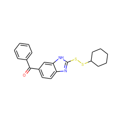 O=C(c1ccccc1)c1ccc2nc(SSC3CCCCC3)[nH]c2c1 ZINC000095597819