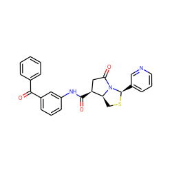 O=C(c1ccccc1)c1cccc(NC(=O)[C@H]2CC(=O)N3[C@@H](c4cccnc4)SC[C@@H]23)c1 ZINC000026654244