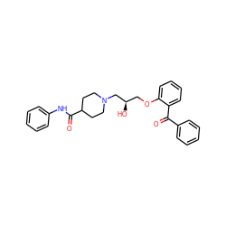 O=C(c1ccccc1)c1ccccc1OC[C@@H](O)CN1CCC(C(=O)Nc2ccccc2)CC1 ZINC000473144765