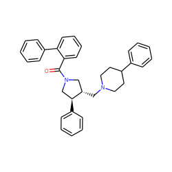 O=C(c1ccccc1-c1ccccc1)N1C[C@H](CN2CCC(c3ccccc3)CC2)[C@@H](c2ccccc2)C1 ZINC000026664955