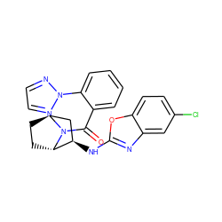 O=C(c1ccccc1-n1nccn1)N1[C@H]2CC[C@H]1[C@H](Nc1nc3cc(Cl)ccc3o1)C2 ZINC000226058287