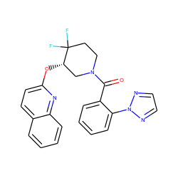 O=C(c1ccccc1-n1nccn1)N1CCC(F)(F)[C@@H](Oc2ccc3ccccc3n2)C1 ZINC000146324956