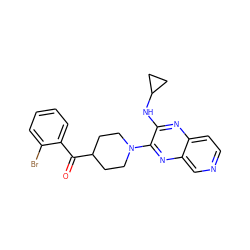 O=C(c1ccccc1Br)C1CCN(c2nc3cnccc3nc2NC2CC2)CC1 ZINC000144491248