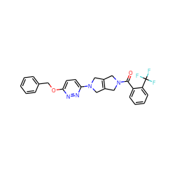 O=C(c1ccccc1C(F)(F)F)N1CC2=C(C1)CN(c1ccc(OCc3ccccc3)nn1)C2 ZINC000068198980