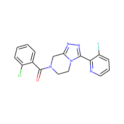 O=C(c1ccccc1Cl)N1CCn2c(nnc2-c2ncccc2F)C1 ZINC000095565494