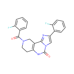 O=C(c1ccccc1F)N1CCc2[nH]c(=O)n3cc(-c4ccccc4F)nc3c2C1 ZINC000027558068