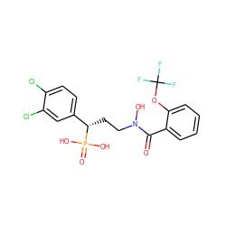 O=C(c1ccccc1OC(F)(F)F)N(O)CC[C@@H](c1ccc(Cl)c(Cl)c1)P(=O)(O)O ZINC000096273638