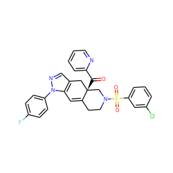 O=C(c1ccccn1)[C@]12Cc3cnn(-c4ccc(F)cc4)c3C=C1CCN(S(=O)(=O)c1cccc(Cl)c1)C2 ZINC000141892861