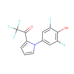 O=C(c1cccn1-c1cc(F)c(O)c(F)c1)C(F)(F)F ZINC000095594487