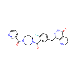 O=C(c1cccnc1)N1CCCN(C(=O)c2cc(Cc3n[nH]c(=O)c4c3NCCC4)ccc2F)CC1 ZINC000147998121