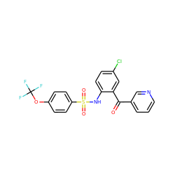 O=C(c1cccnc1)c1cc(Cl)ccc1NS(=O)(=O)c1ccc(OC(F)(F)F)cc1 ZINC000113622557