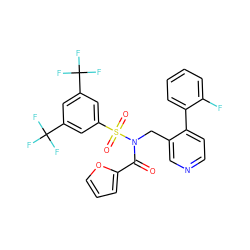 O=C(c1ccco1)N(Cc1cnccc1-c1ccccc1F)S(=O)(=O)c1cc(C(F)(F)F)cc(C(F)(F)F)c1 ZINC000096285078