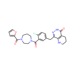 O=C(c1ccco1)N1CCCN(C(=O)c2cc(Cc3n[nH]c(=O)c4c3NCCC4)ccc2F)CC1 ZINC000148354317