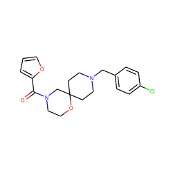 O=C(c1ccco1)N1CCOC2(CCN(Cc3ccc(Cl)cc3)CC2)C1 ZINC000064549402