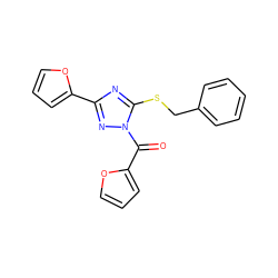 O=C(c1ccco1)n1nc(-c2ccco2)nc1SCc1ccccc1 ZINC000001110818