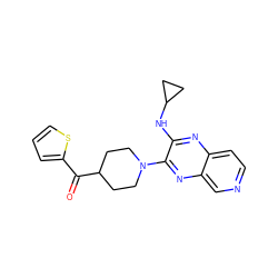 O=C(c1cccs1)C1CCN(c2nc3cnccc3nc2NC2CC2)CC1 ZINC000144236898