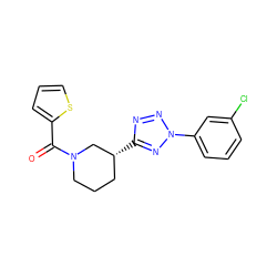 O=C(c1cccs1)N1CCC[C@@H](c2nnn(-c3cccc(Cl)c3)n2)C1 ZINC000049045947