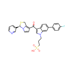 O=C(c1ccn2c1CS[C@@H]2c1cccnc1)c1cn(CCCS(=O)(=O)O)c2cc(-c3ccc(F)cc3)ccc12 ZINC000026733766