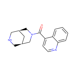 O=C(c1ccnc2ccccc12)N1C[C@@H]2CNC[C@@H](C2)C1 ZINC000103243576