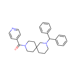 O=C(c1ccncc1)N1CCC2(CCCN(C(c3ccccc3)c3ccccc3)C2)CC1 ZINC000003955799